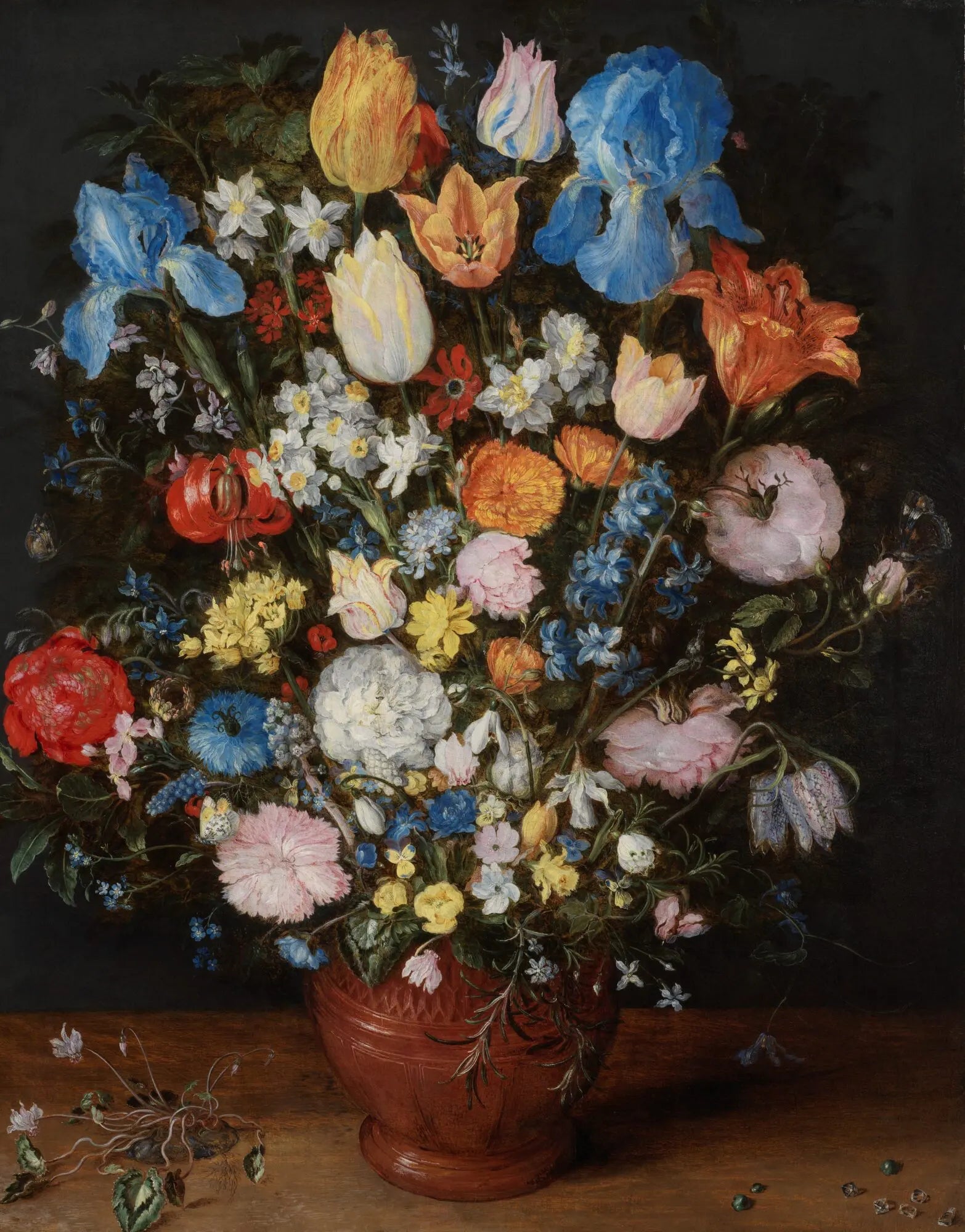 Fleurs dans un vase avec un bouquet de cyclamens et des pierres précieuses - Jan Brueghel l'Ancien image 1 reproduction de peinture à l’huile