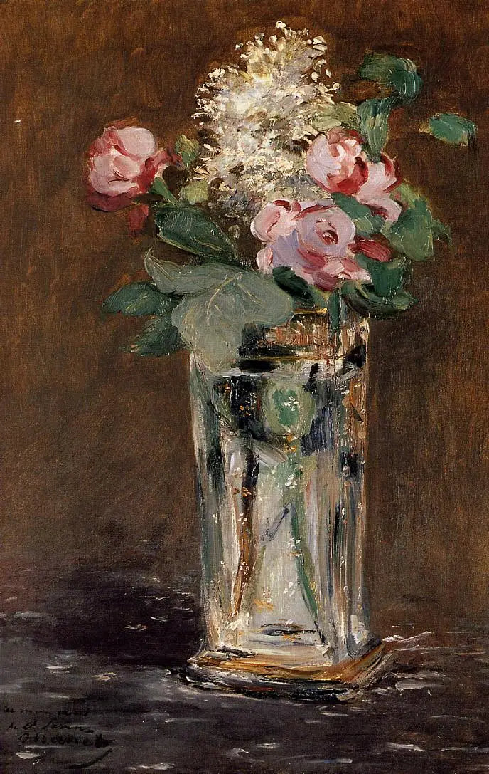 クリスタルの花瓶の中の花 - エドゥアール・マネ