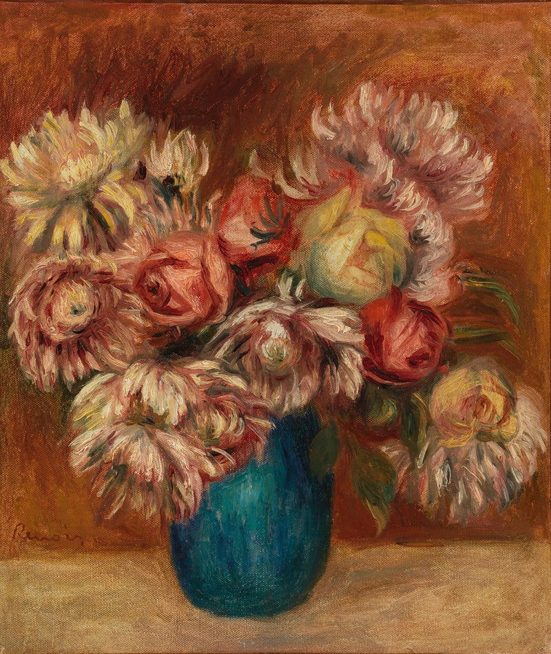 緑の花瓶の中の花 - ピエール＝オーギュスト・ルノワール