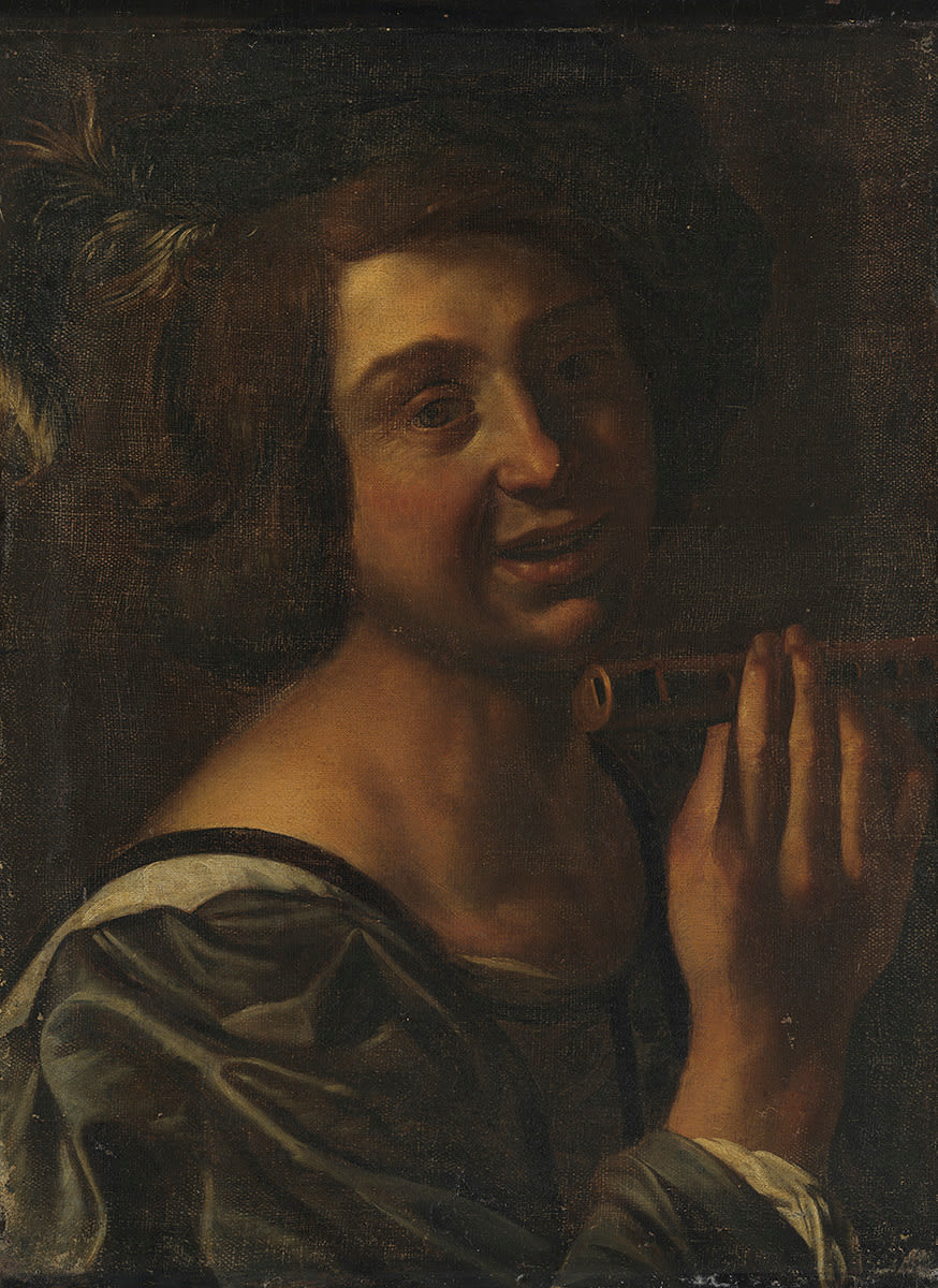 Flötist - Gerrit van Honthorst image 1 copie peinte à la main à l’huile