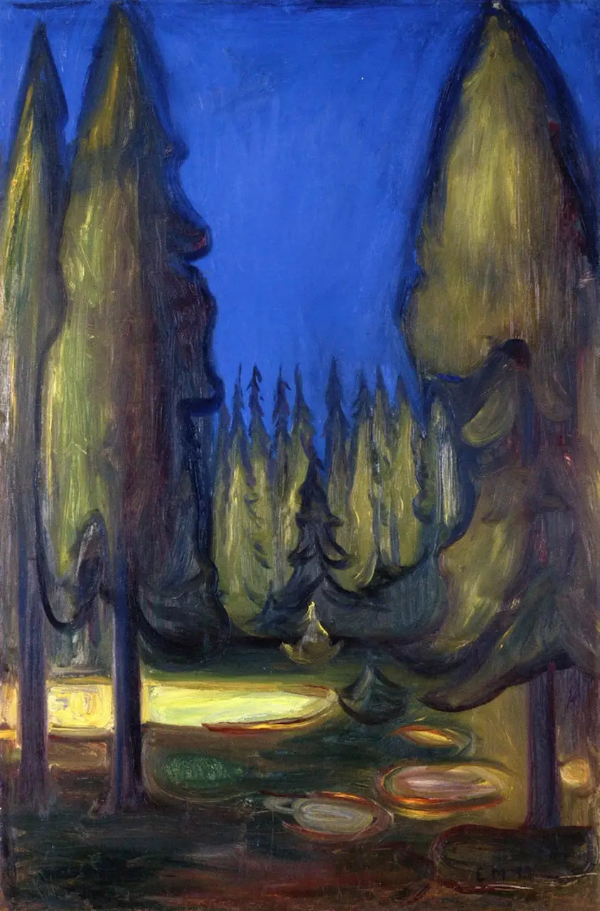 forêt d'épicéas - Edvard Munch image 1 reproduction artisanale de tableau