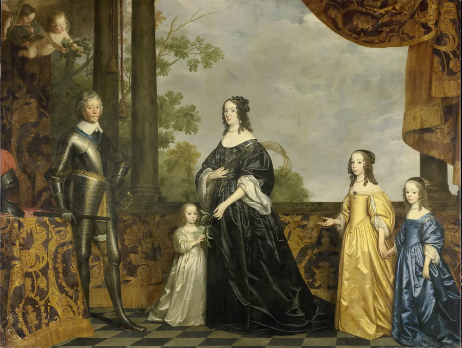 フレデリック・アンリ（1584-1647）、オレンジ公、その妻アメリー・ファン・ソルムス（1602-1675）と彼らの三人の最年少の娘たち、アルベルティーヌ・アニェス（1634-1696）、アンリエット・キャサリン（1637-1708）、マリー（1642-1688） - ゲリット・ファン・ホントルスト