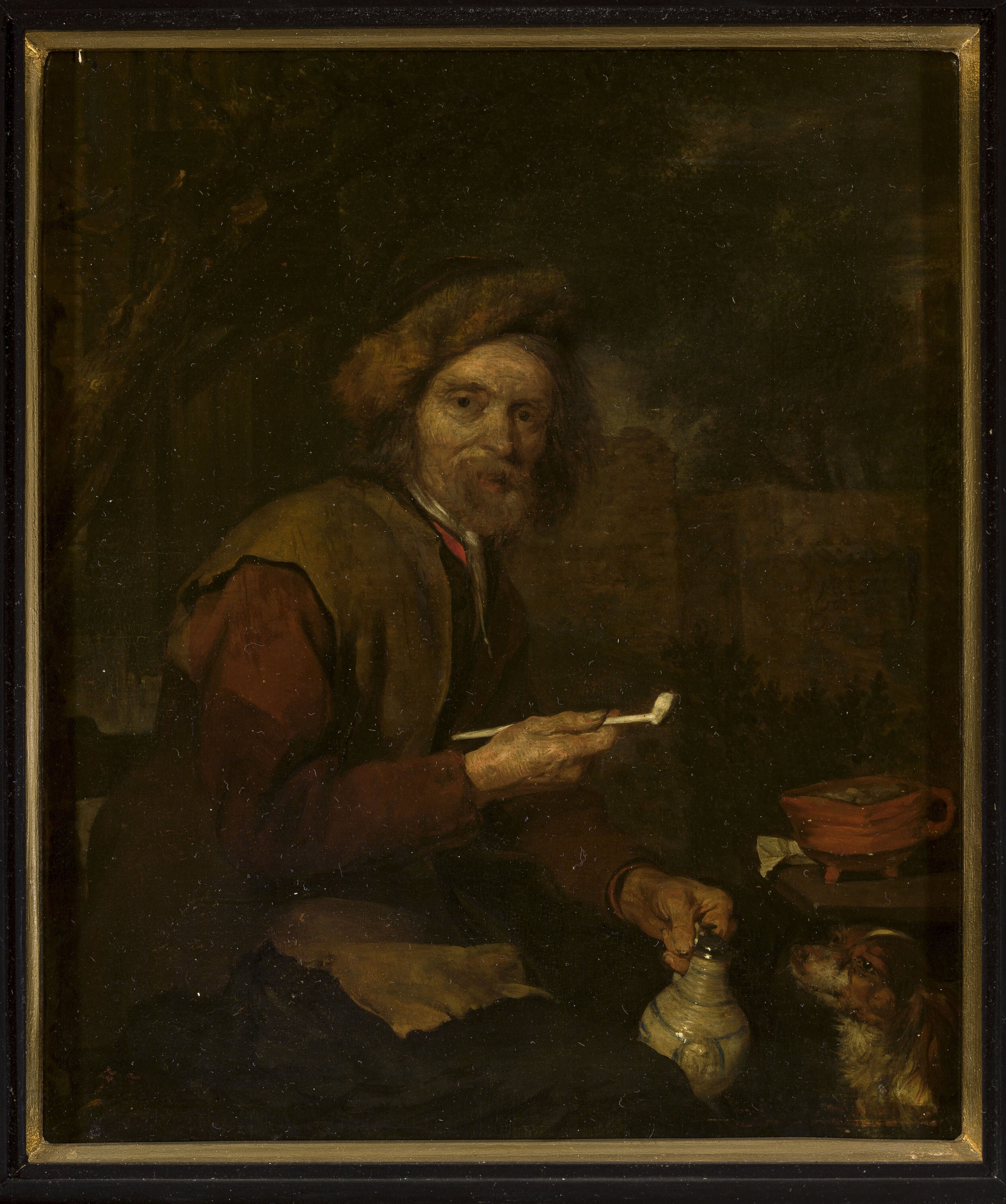 Fumeur avec une pipe et un pichet à la main - Gabriel Metsu image 1 tableau peint à l’huile sur toile