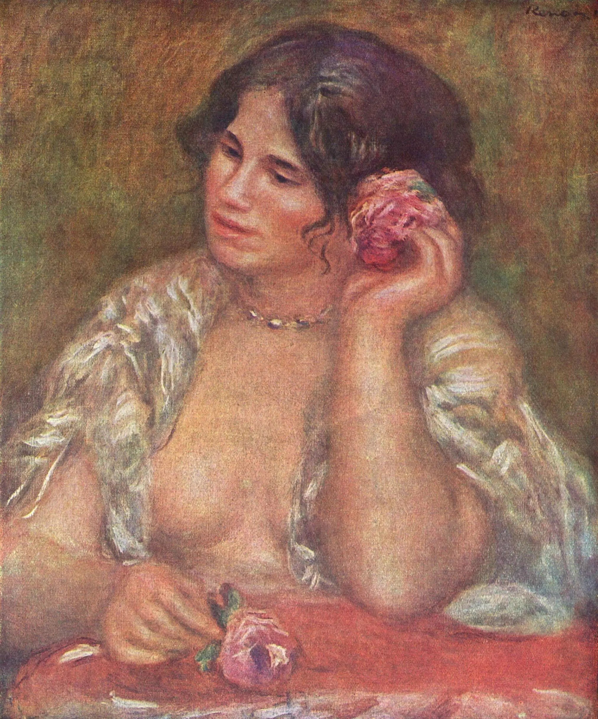 Gabrielle à la rose - Pierre-Auguste Renoir image 1 tableau peint à l’huile sur toile