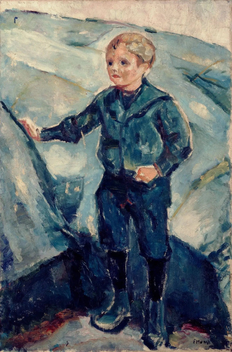 岩の風景の中の少年 - エドヴァルド・ムンク