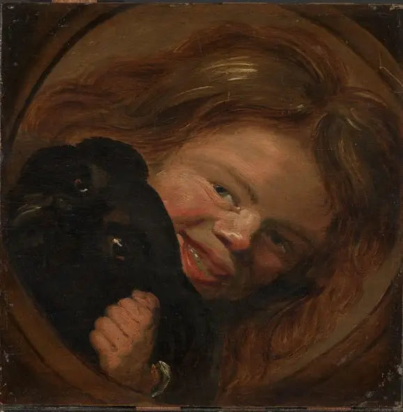 Garçon riant avec un chien - Frans Hals - Alpha Reproduction