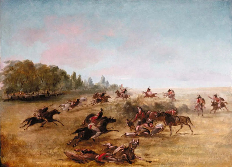 ジョージ・キャトリンによる茂みを進む戦闘隊の集団

Source:
Groupe de guerre monté parcourant un fourré - George Catlin
