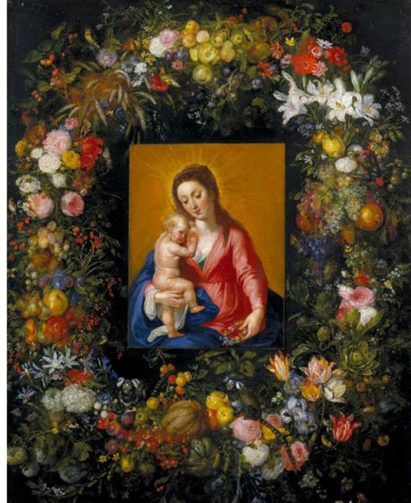 Guirlande avec la Vierge et l'Enfant - Jan Brueghel l'Ancien image 1 tableau peint à l’huile sur toile