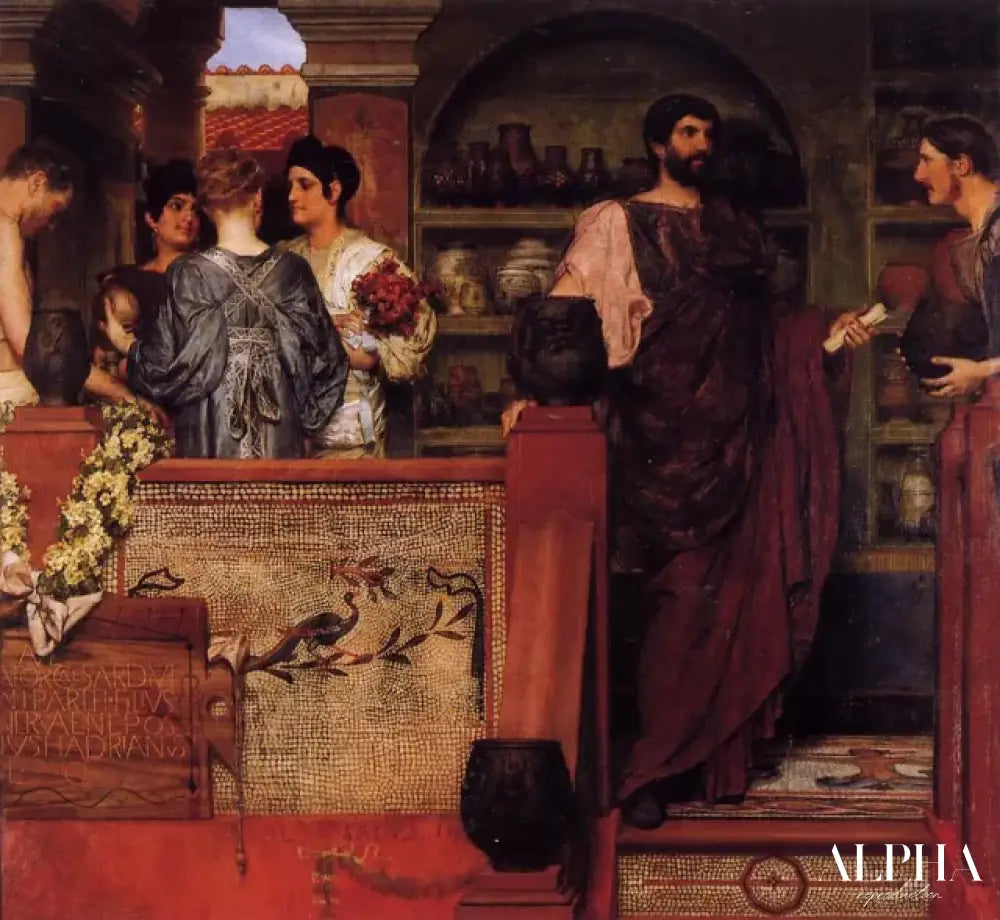 Hadrien visitant une poterie romano-britannique - Lawrence Alma-Tadema Reproductions de tableaux à la peinture à l’huile