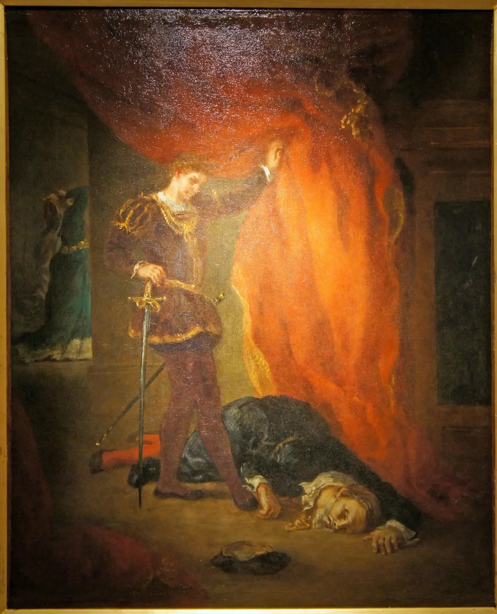 Hamlet devant le corps de Polonius - Eugène Delacroix image 1 reproduction artisanale de tableau