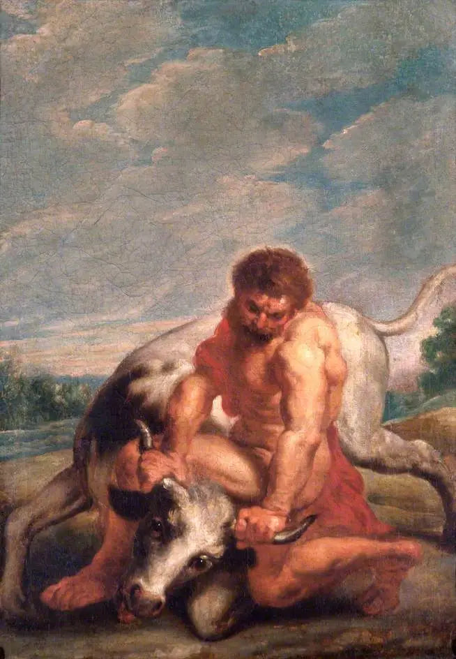Hercule luttant contre Achéloos sous la forme d'un taureau - Peter Paul Rubens image 1 copie de tableau peinte à la main