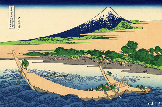 ホクサイ タゴ湾の岸辺、東海道の江尻 - 葛飾北斎 - 高級絵画および絵画の複製