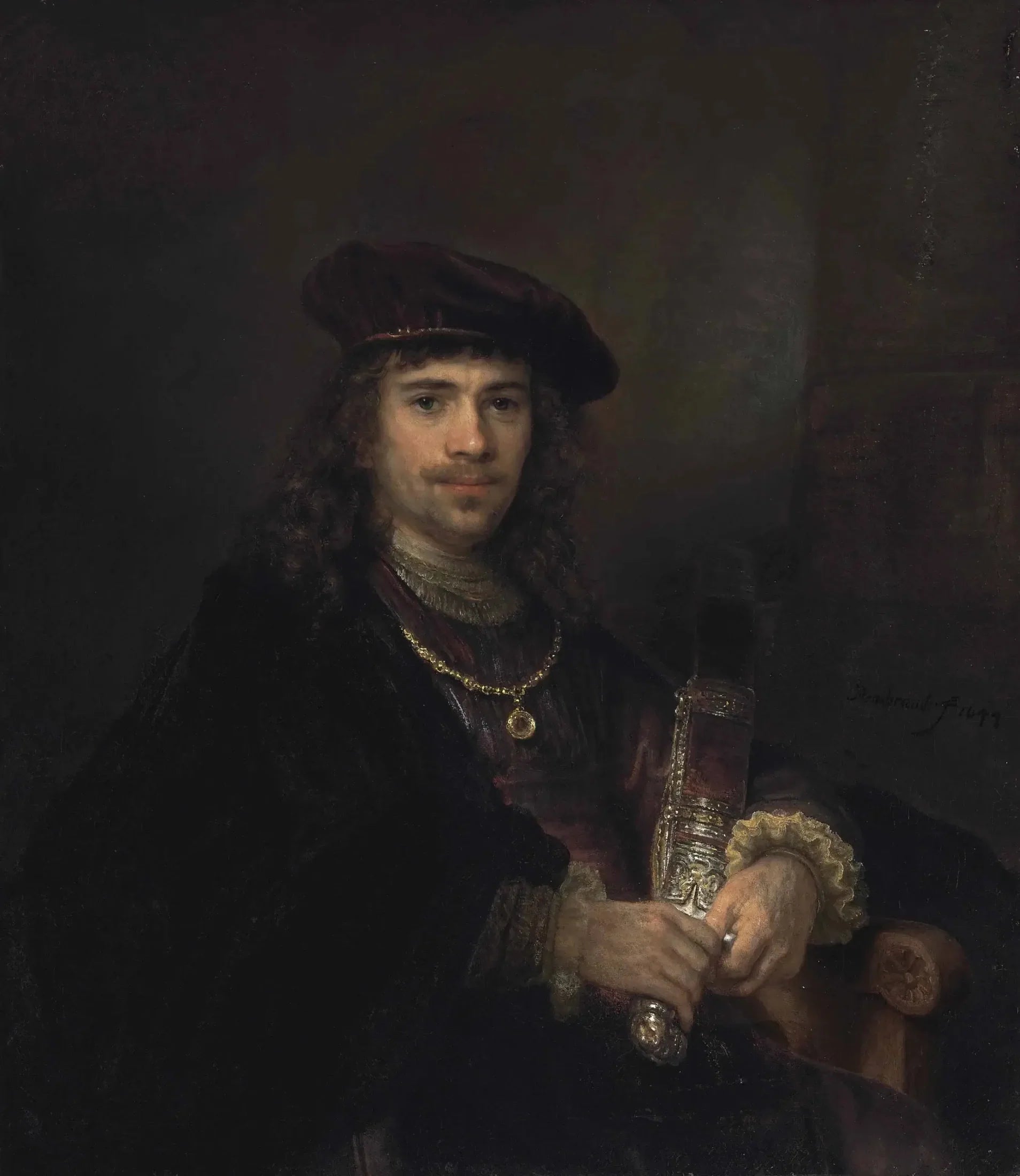 Homme avec une épée et un béret - Rembrandt image 1 tableau peint à l’huile sur toile