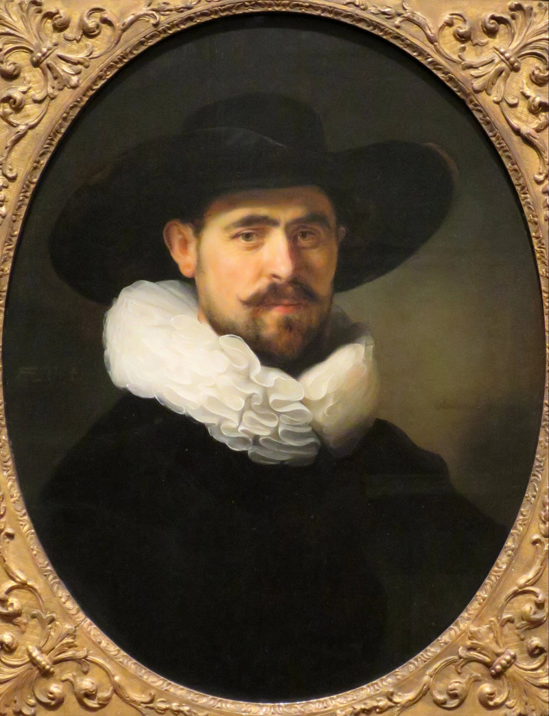 幅広の帽子をかぶったひげの男の肖像、恐らくピーター・セイエン（1592-1652） - レンブラント