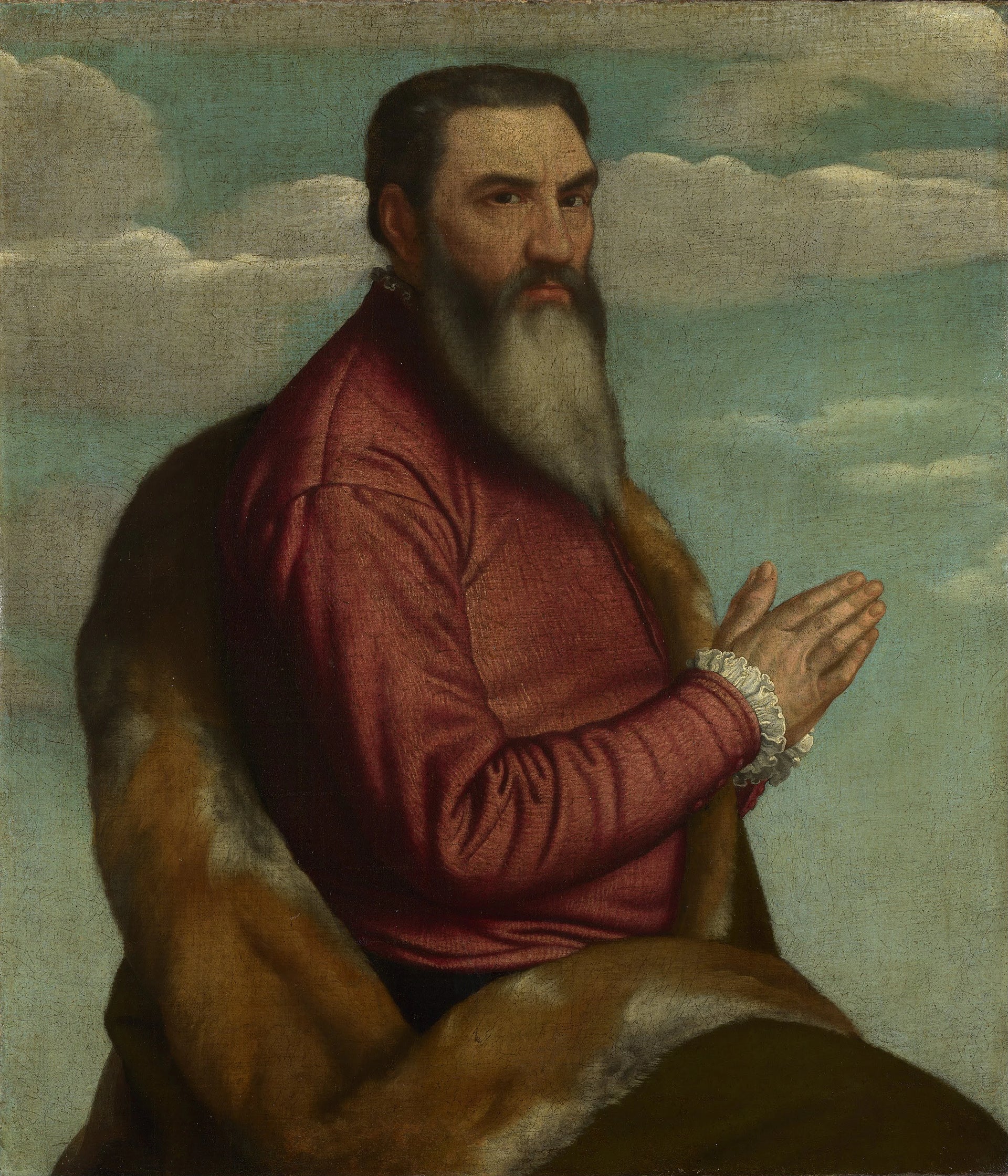 Homme en prière avec une longue barbe - Alessandro Bonvicino