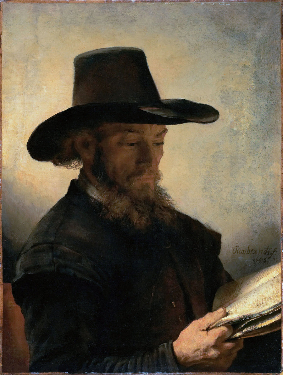 Homme lisant — attribué à Rembrandt, vers 1648, Clark Art Institute