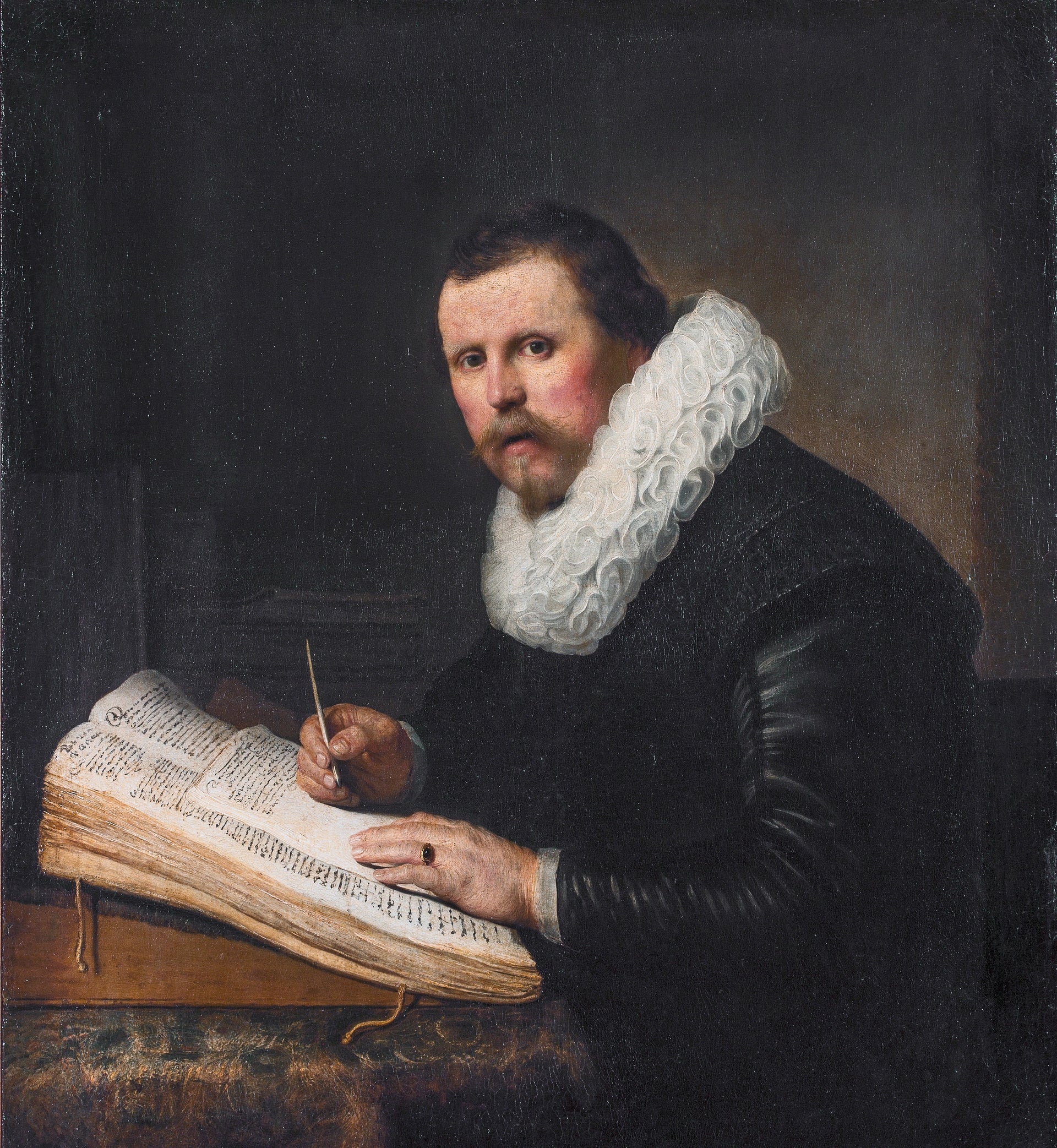 Portrait d’un homme à son pupitre, peut-être Jacob Bruyningh — Rembrandt, 1631, musée de l’Ermitage
