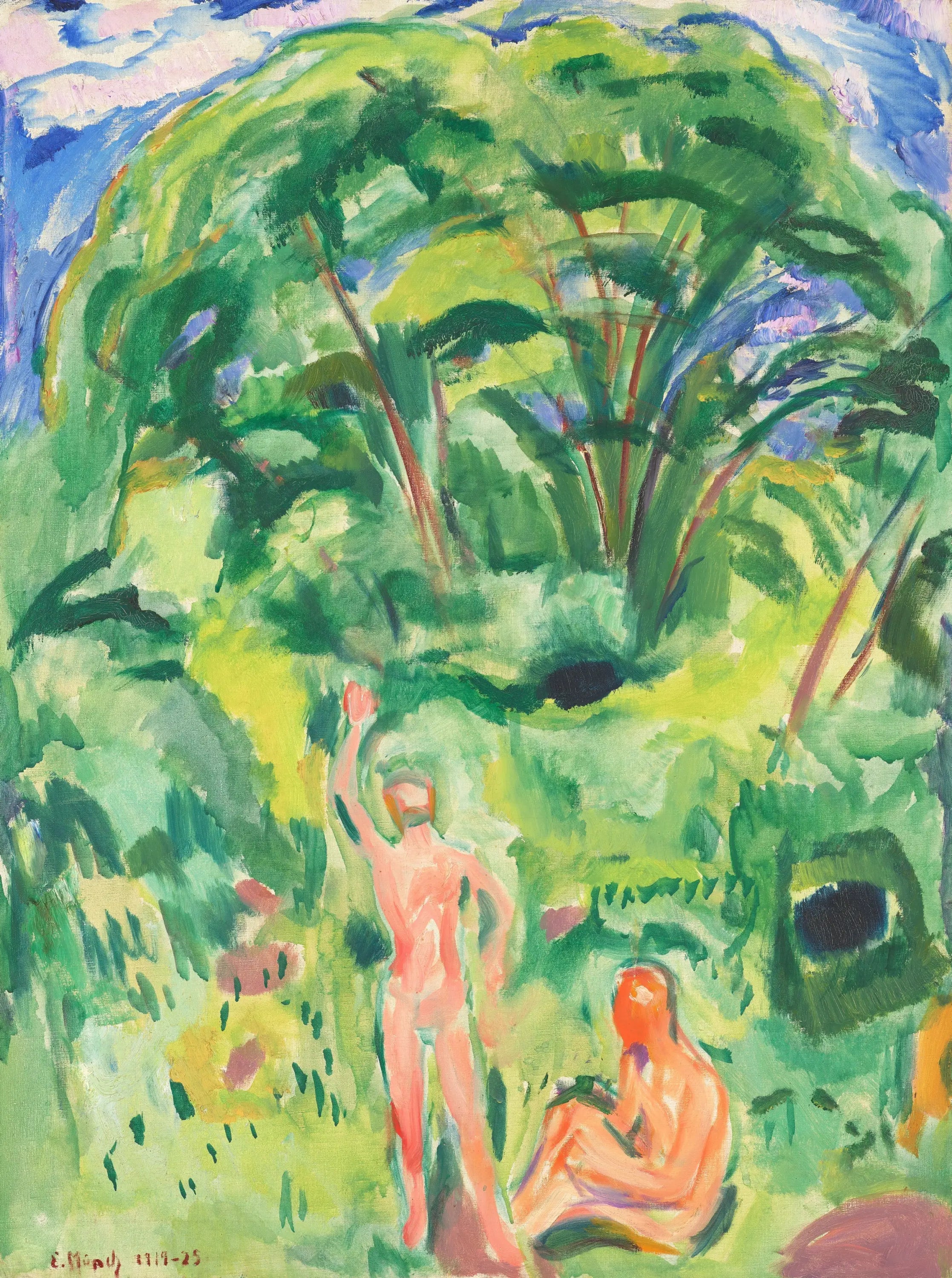 Reproduction du tableau « Hommes nus dans les bois - Edvard Munch » par Alpha Reproduction en peinture à l’huile