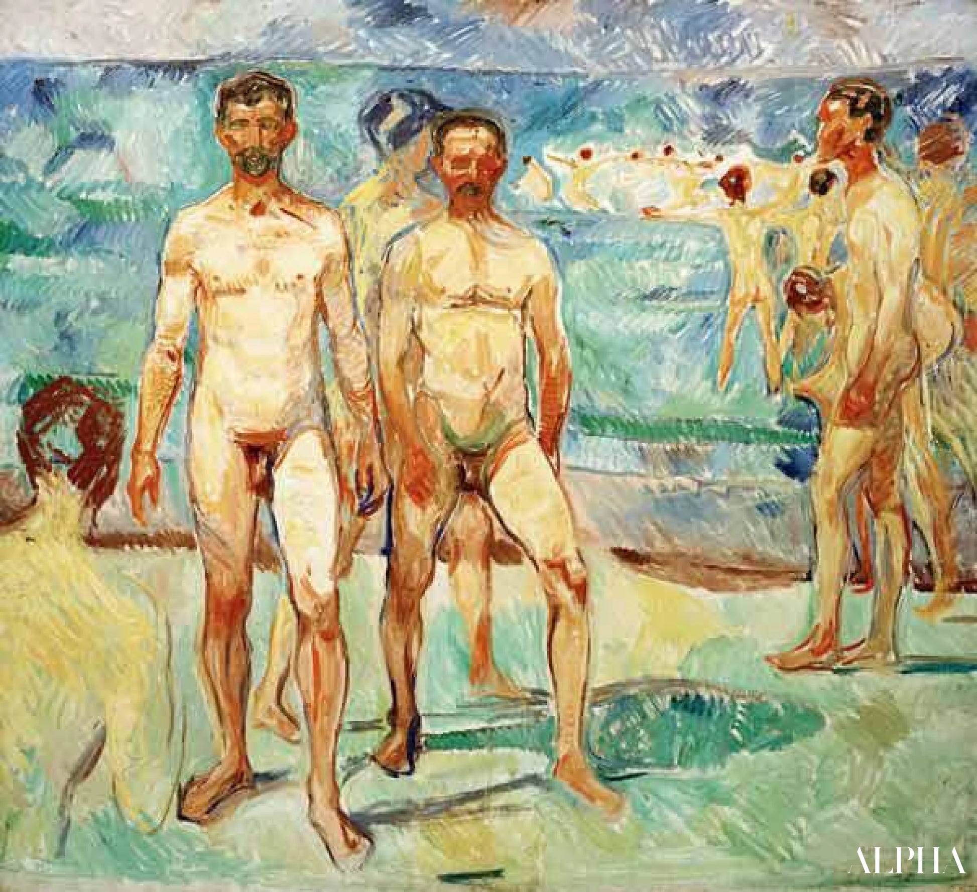 浜辺の男たち - Edvard Munch - 高級絵画および絵画の複製