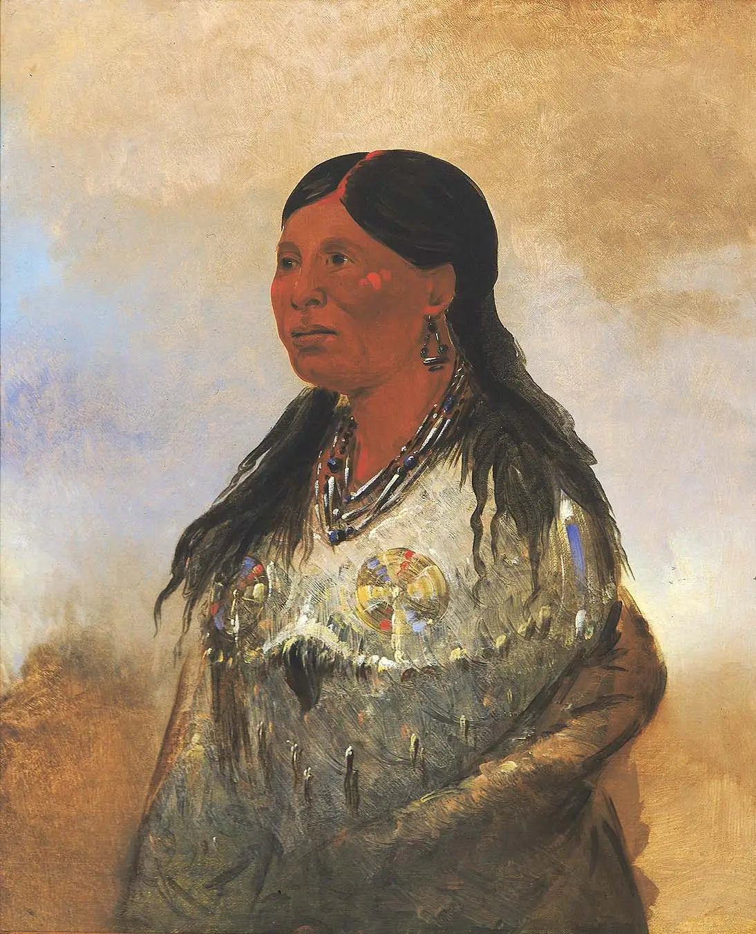 Hón-je-a-pút-o, épouse du chasseur d'ours - George Catlin image 1 reproduction de peinture à l’huile