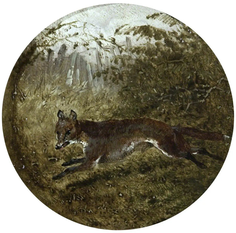 キツネ狩りの円形シーン8点：キツネの逃走 - ジョン・フレデリック・ヘリング Sr.  

Source:
Huit scènes circulaires de chasse au renard : la fuite du renard - John Frederick Herring, Sr.