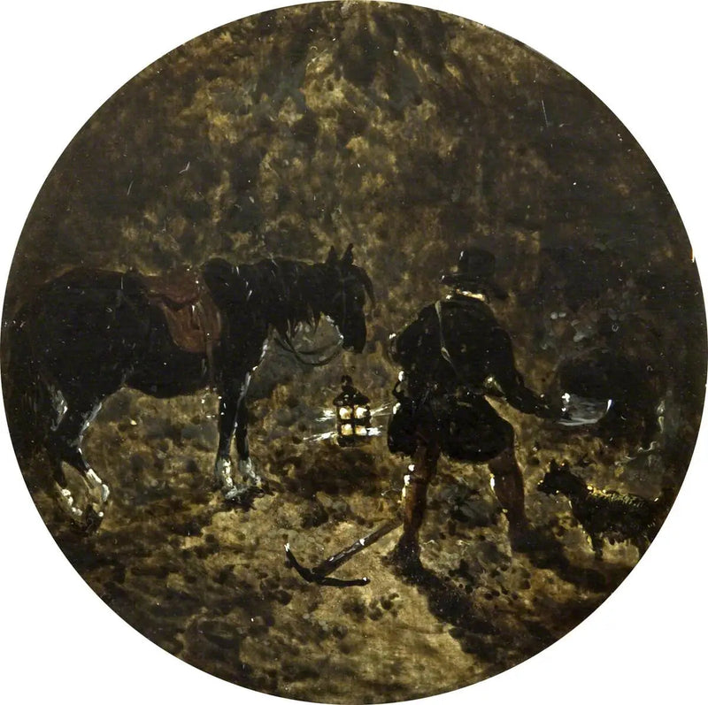 キツネ狩りの円形シーン8点：夜に止まる地球 - ジョン・フレデリック・ヘリング Sr.  

Source:
Huit scènes circulaires de chasse au renard : la Terre s'arrête la nuit - John Frederick Herring, Sr.