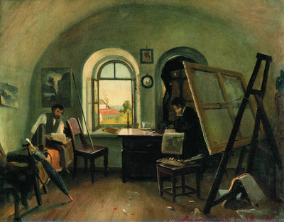 I. I. Shishkin et A. V. Gine dans le studio sur l’île de Valaam - Ivan Chichkine - Alpha Reproduction