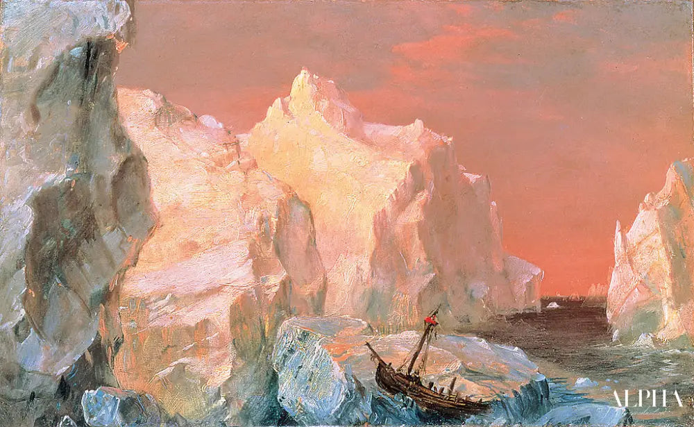 Icebergs et épave au soleil couchant - Frederic Edwin Church - Reproductions de tableaux et peintures haut de gamme