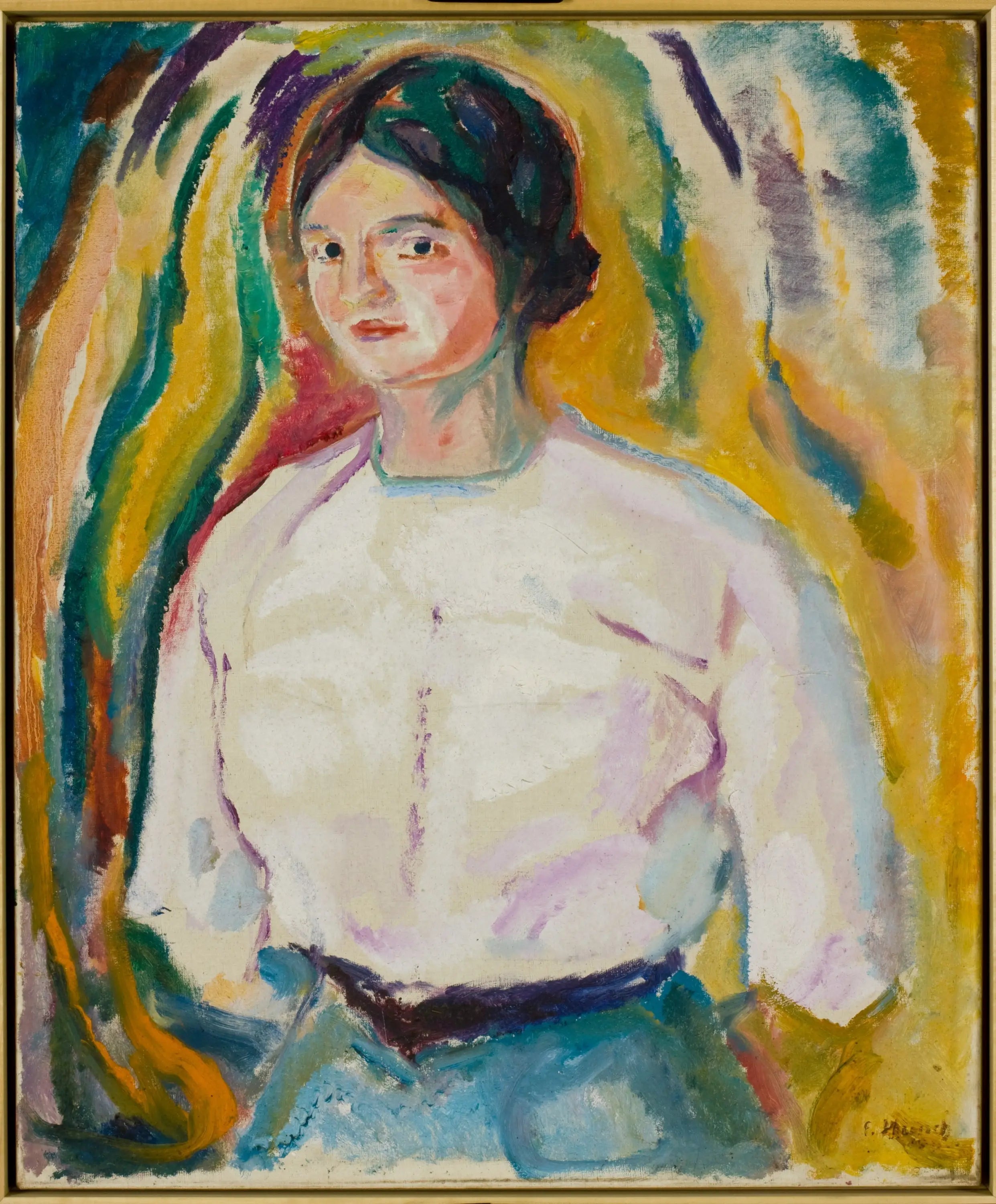 Ingeborg avec ses mains derrière son dos - Edvard Munch image 1 reproduction artisanale de tableau