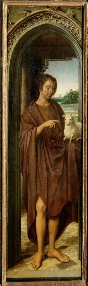 Innenflügel des Johannesaltärchen: Johannes der Täufer - Hans Memling image 1 reproduction artisanale de tableau