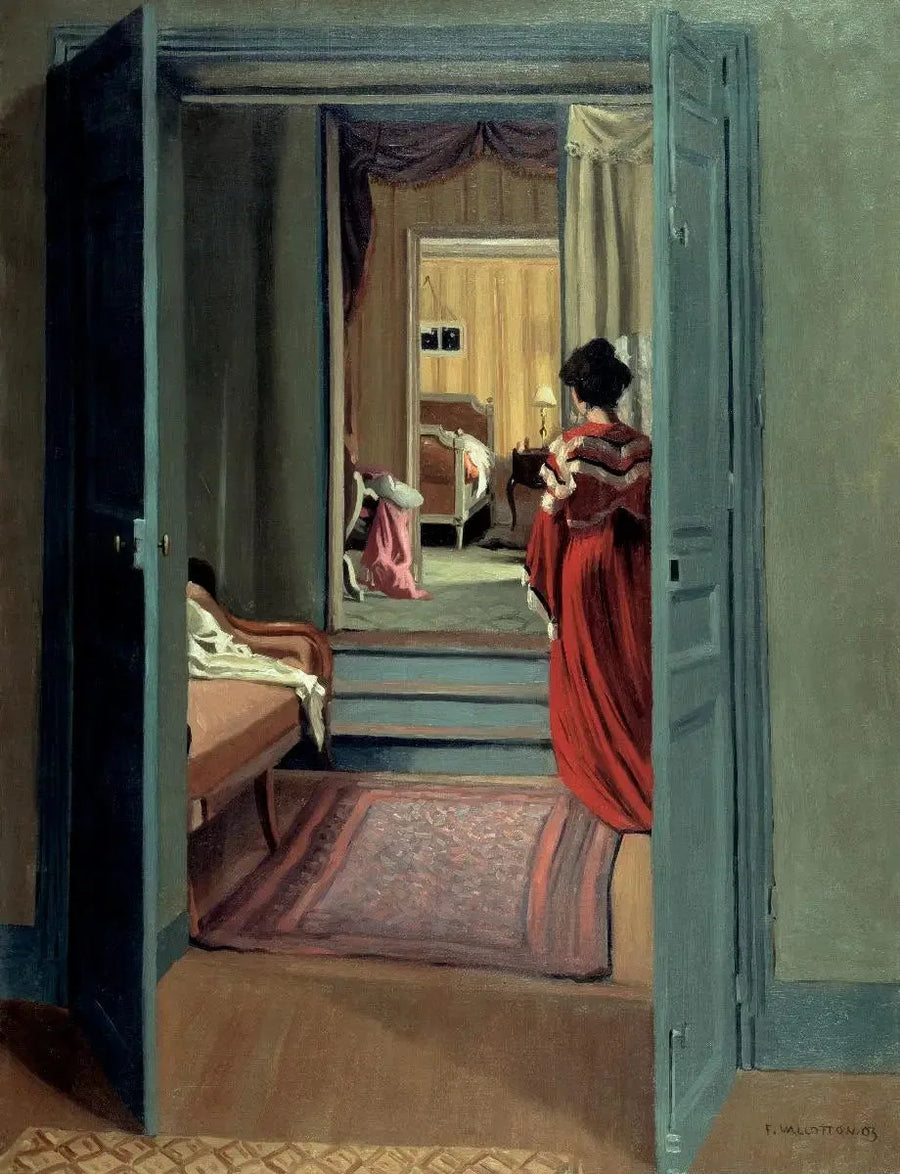 赤いドレスを着た女性の後ろ姿の室内 - フェリックス・ヴァロトン

Source:
Intérieur avec femme en rouge de dos - Félix Vallotton