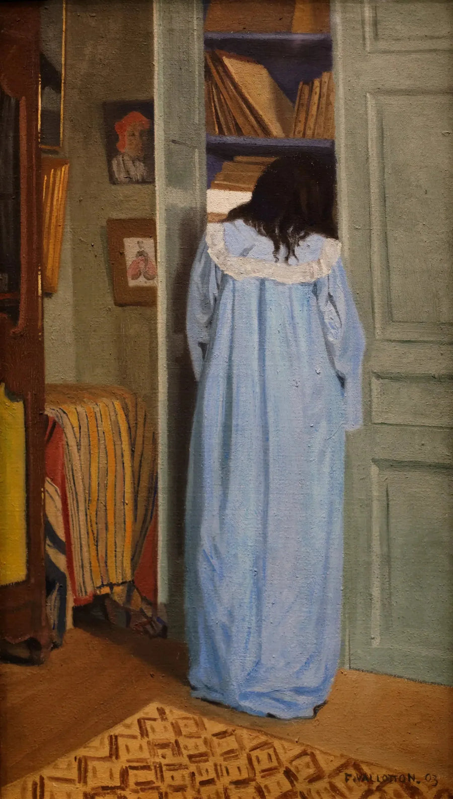 青い服を着た女性が戸棚を探している室内 - フェリックス・ヴァロトン

Source:
Intérieur, femme en bleu fouillant dans une armoire - Félix Vallotton