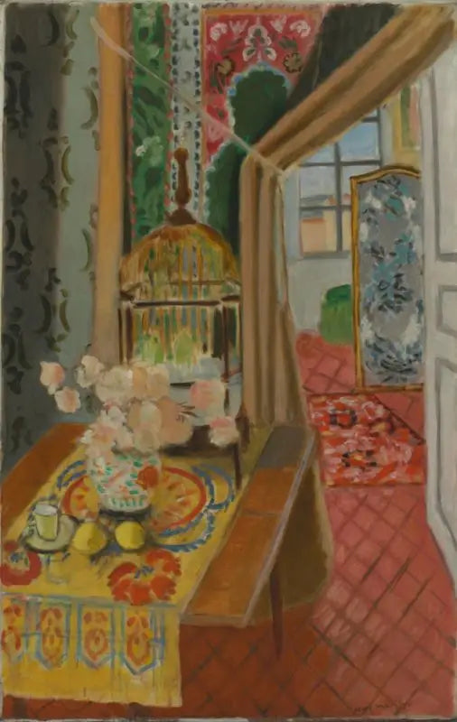 Intérieur, fleurs et perruches - Henri Matisse image 1 tableau peint à l’huile sur toile