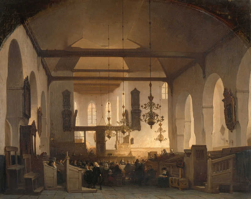 Intérieur du Geertekerk à Utrecht avec la célébration de la Sainte Communion - Johannes Bosboom