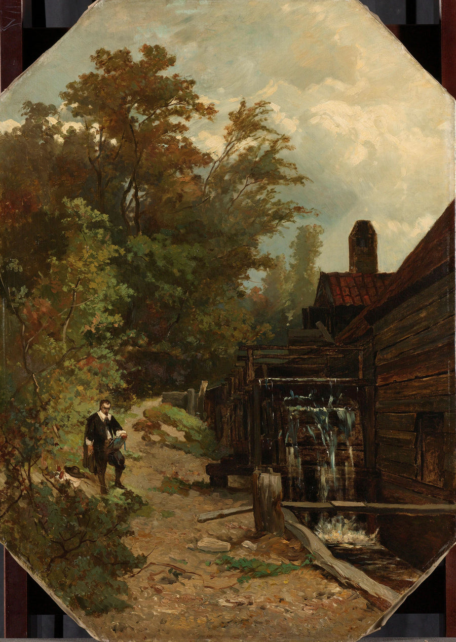 Jacob van Ruisdael, dessinant un moulin à eau - Gerard Bilders