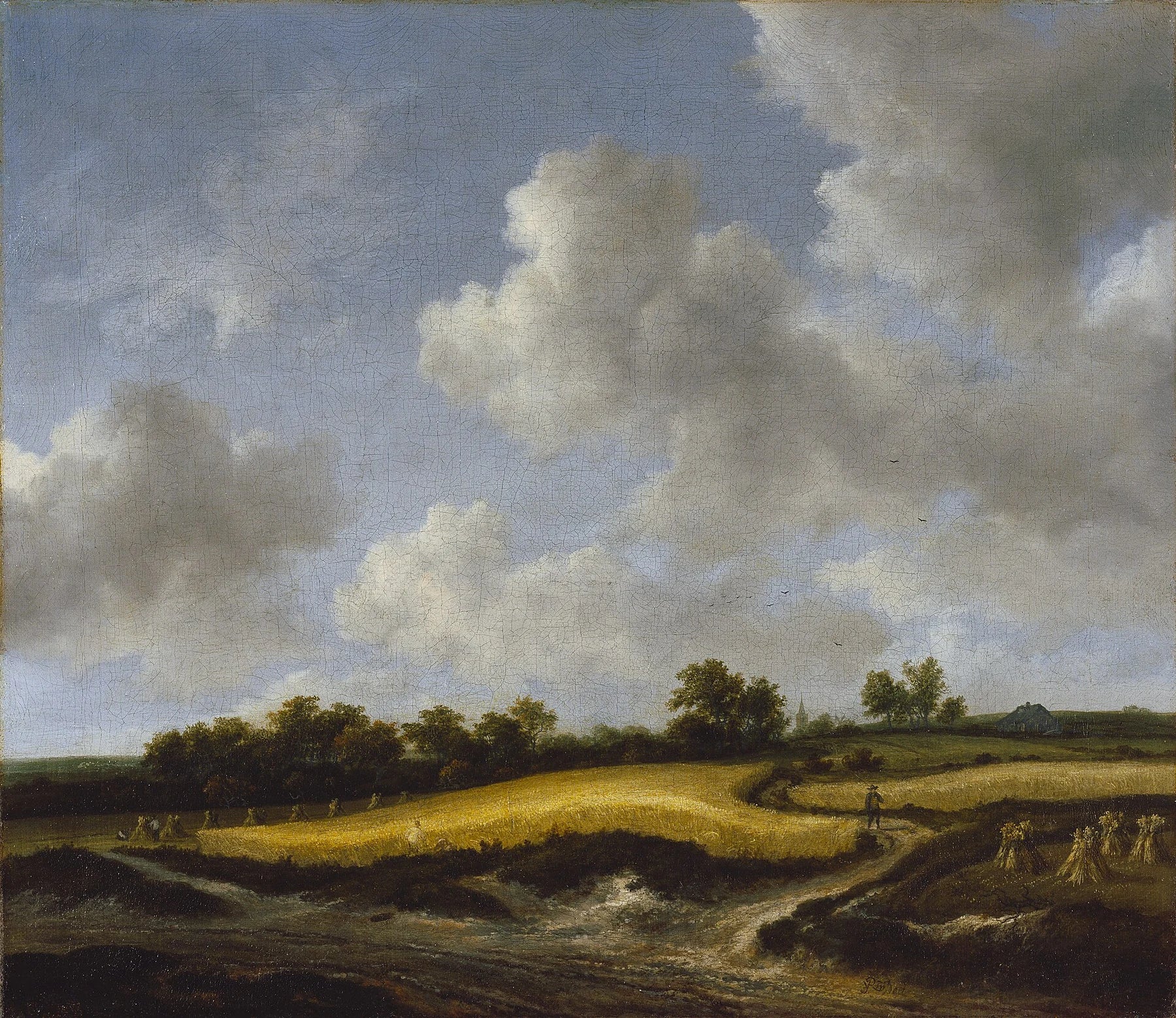 Paysage avec champ de blé du Getty Museum, peinture de Jacob van Ruisdael