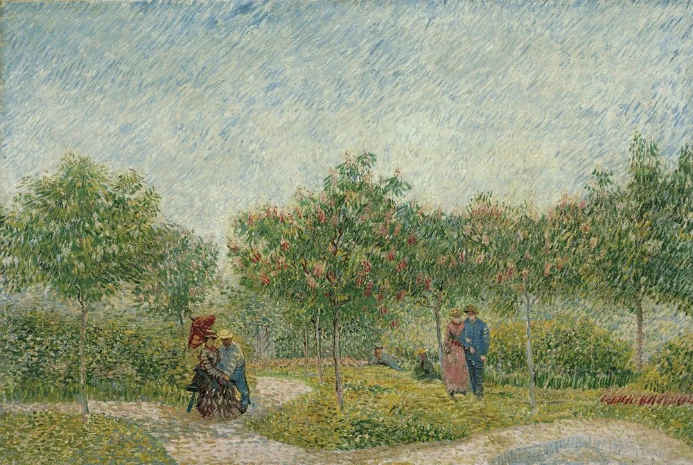 Jardin à Montmartre avec des amoureux - Vincent van Gogh image 1 reproduction d’œuvre d’art à l’huile