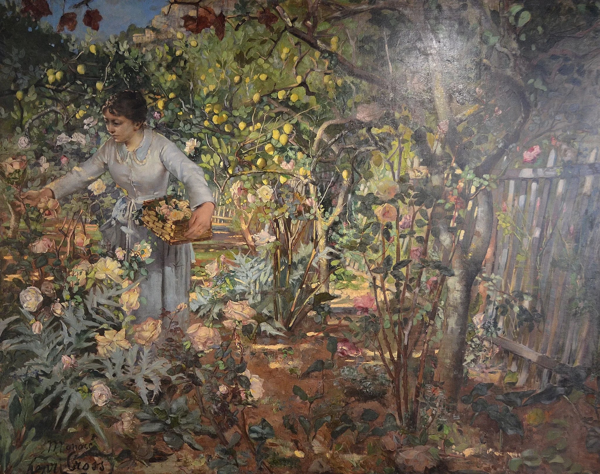 Jardin de roses à Monaco - Henri-Edmond Cross image 1 copie de tableau peinte à la main
