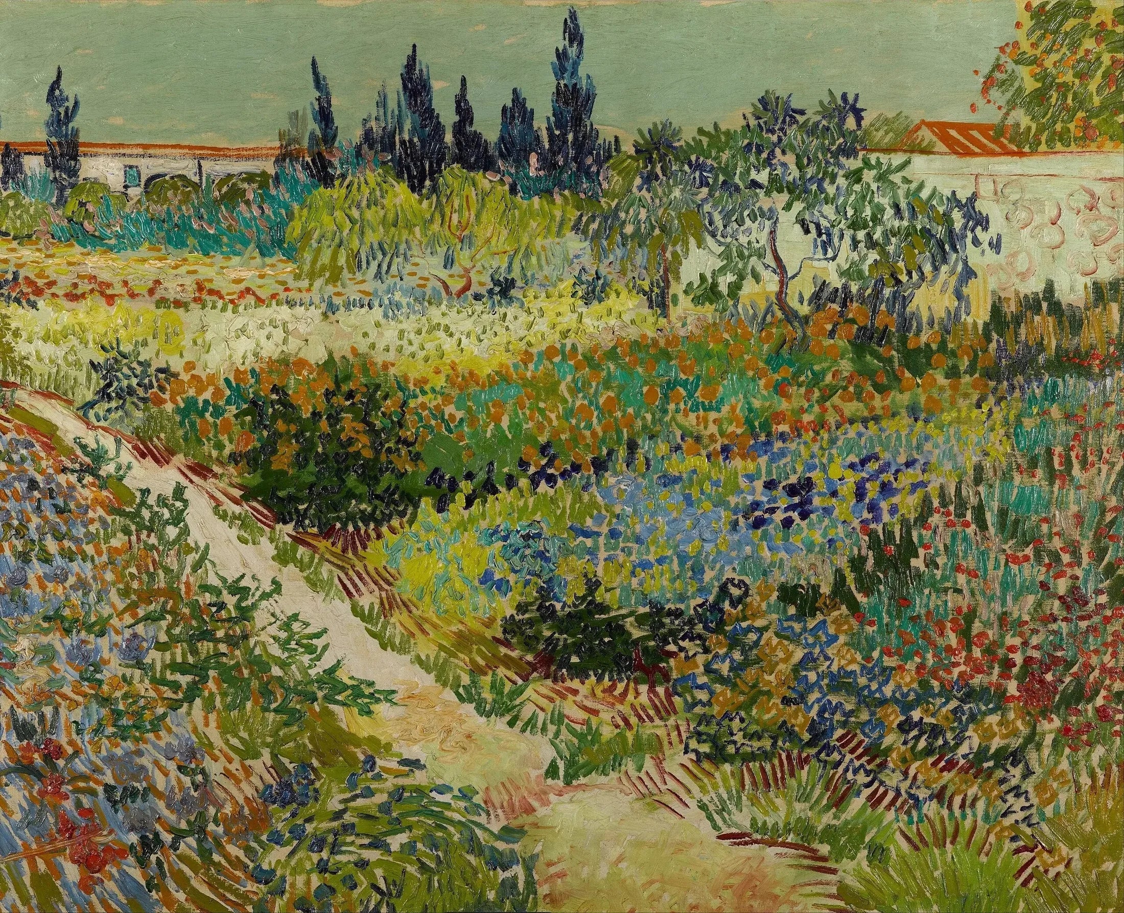 Jardin fleuri avec allée - Vincent van Gogh image 1 tableau peint à l’huile sur toile