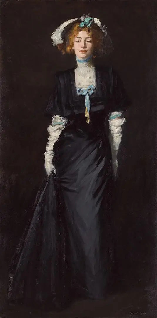 白い羽根を持つ黒いジェシカ・ペン - ロバート・ヘンリー

Source:
Jessica Penn en noir avec des plumes blanches - Robert Henri