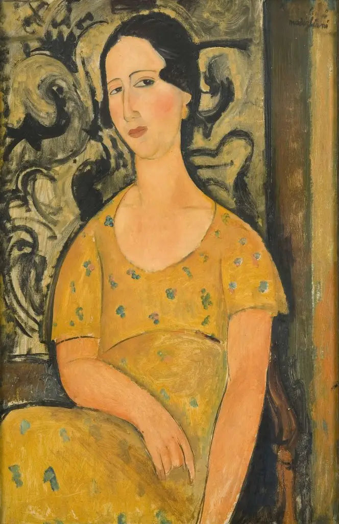 Jeune femme à la robe jaune (Renée Modot) - Amedeo Modigliani image 1 copie peinte à la main à l’huile