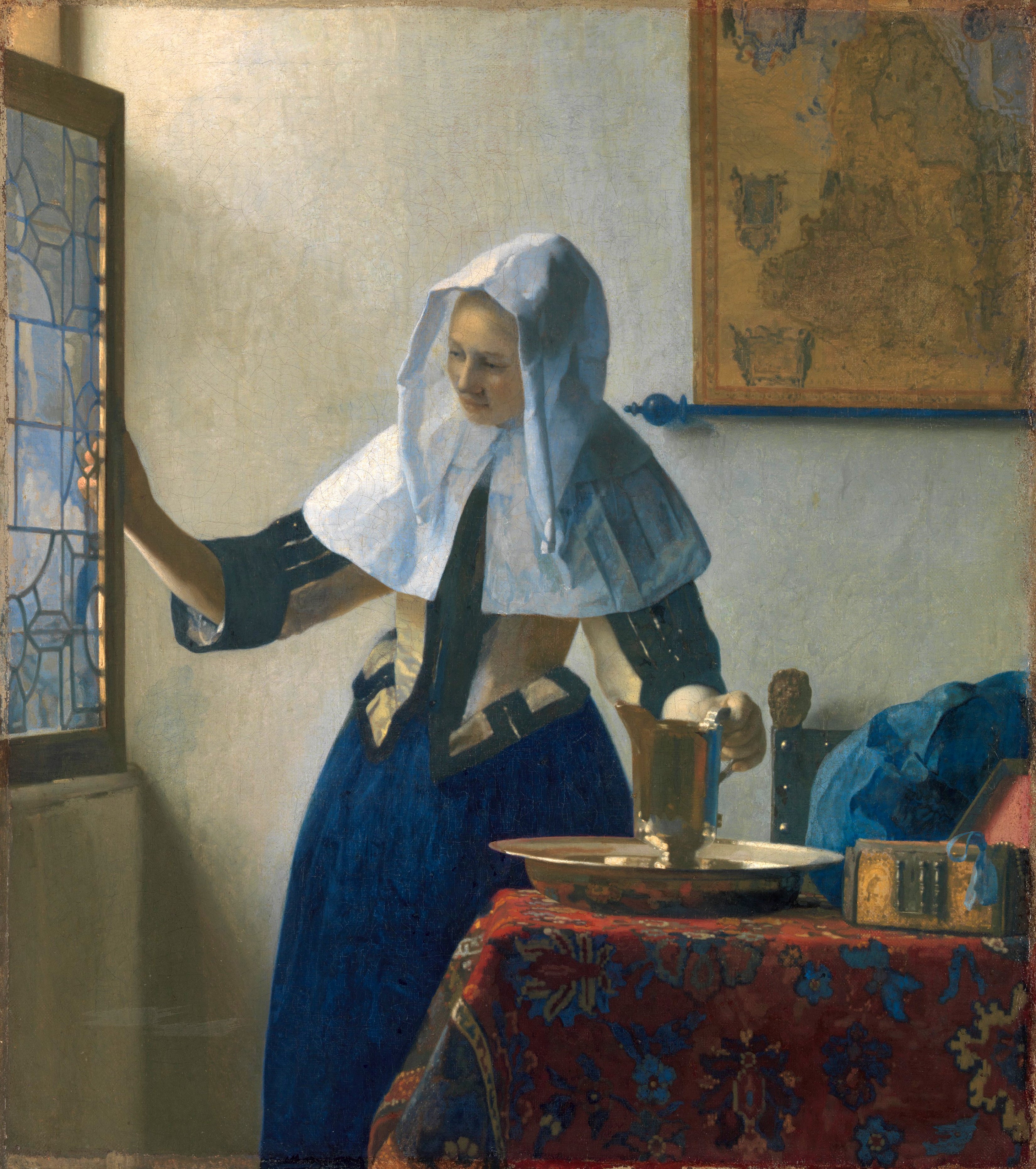 Reproduction du tableau « Jeune Femme à l'aiguière - Johannes Vermeer » par Alpha Reproduction en peinture à l’huile