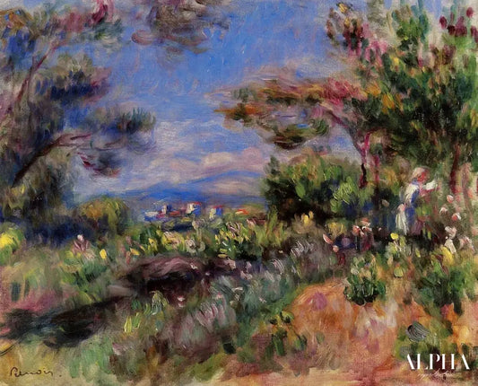 Jeune femme dans un paysage Cagnes - Pierre-Auguste Renoir - Reproductions de tableaux et peintures haut de gamme