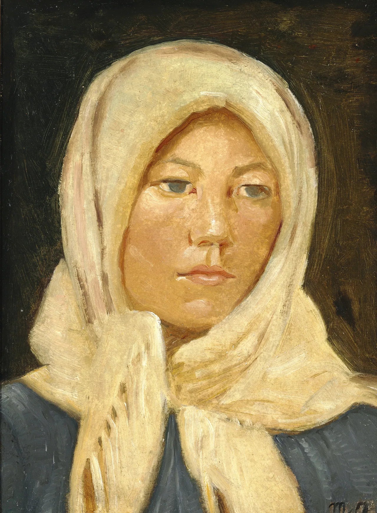 Jeune femme de Skagen, portant une écharpe. - Michael Peter Ancher image 1 copie peinte à la main à l’huile