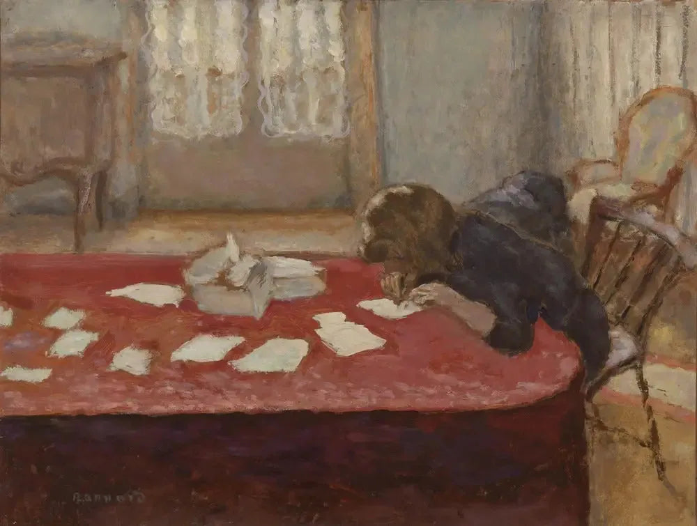 Jeune femme écrivant - Pierre Bonnard image 1 copie peinte à la main à l’huile