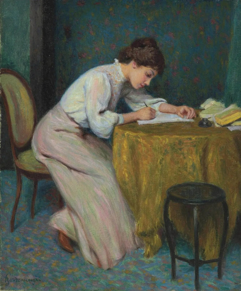 若い女性が手紙を書いている - フェデリコ・ザンドメネギ