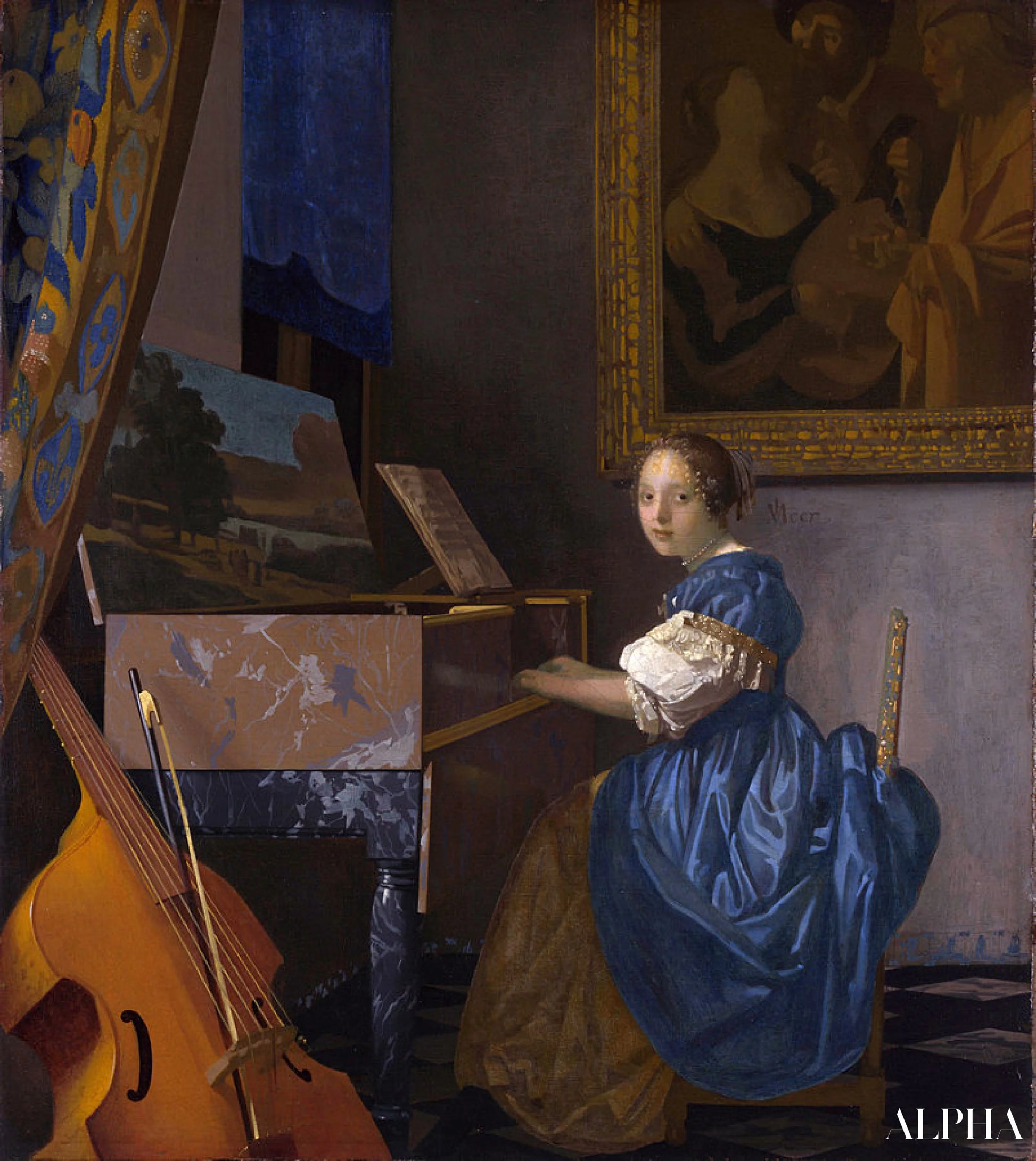 若い女性がヴァージナルを演奏している - Johannes Vermeer - 高級絵画および絵画の複製