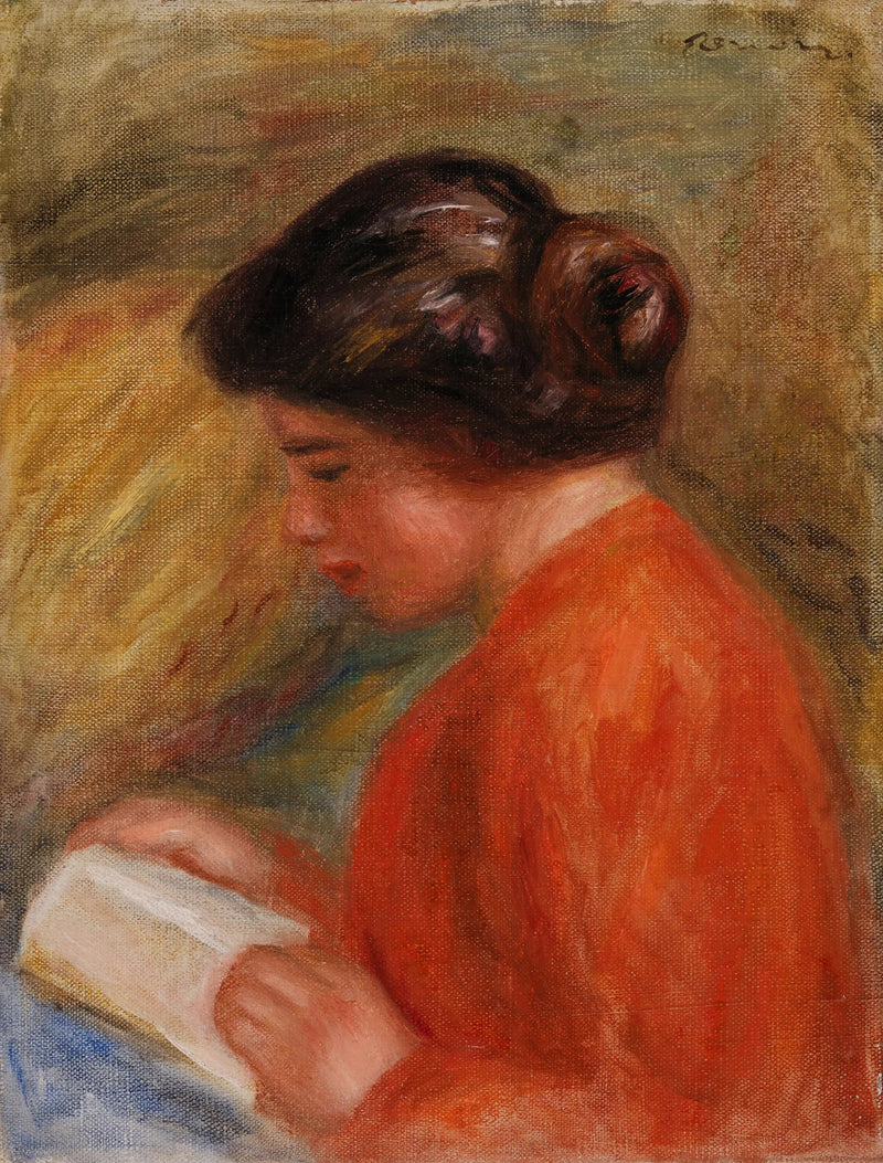 読書をする若い女性、バスト - ピエール＝オーギュスト・ルノワール