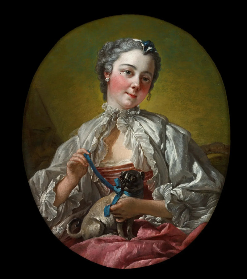 若い女性がフレンチブルドッグを抱いている - フランソワ・ブーシェ

Source:
Jeune femme tenant un carlin - François Boucher