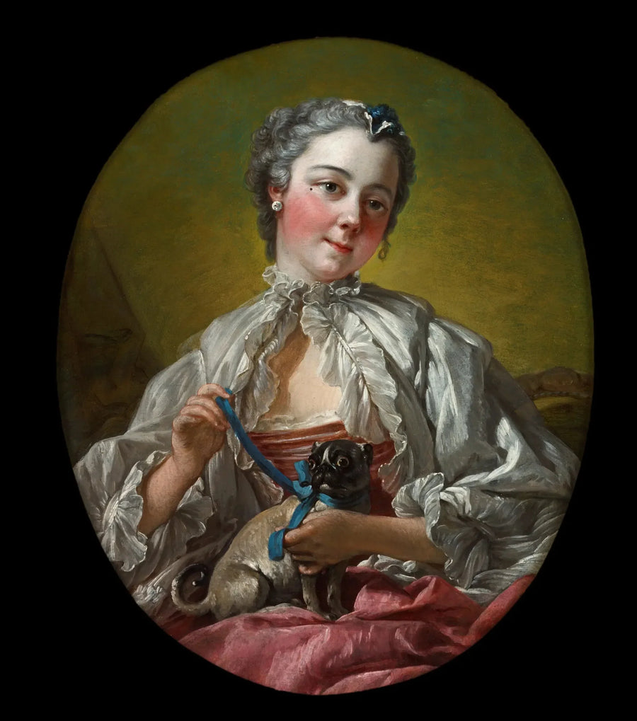 若い女性がフレンチブルドッグを抱いている - フランソワ・ブーシェ

Source:
Jeune femme tenant un carlin - François Boucher